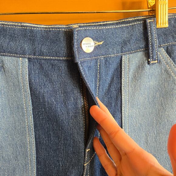 Anthropologie Seventy + Mochi Elodie Jean Patched 27 Boho Mid Rise Crop Wide Leg - Picture 4 of 6